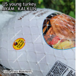 Ayam Kalkun young tender turkey NORBEST USA with pop-up timer HALAL frozen +/- 6 kg/pc (price/kg)
